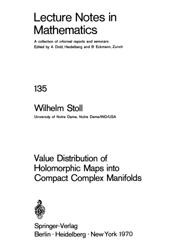 Value Distribution of Holomorphic Maps into Compact Complex Manifolds