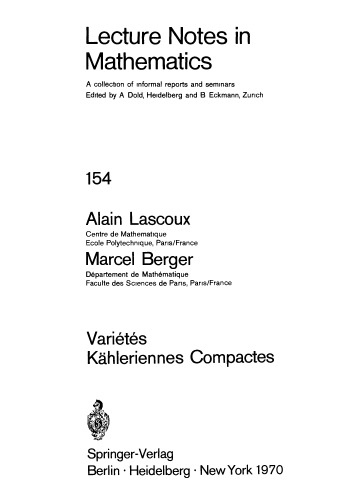Varietes Kahleriennes Compactes