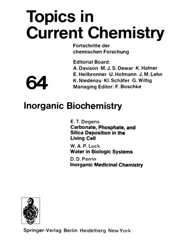 Topics in Current Chemistry: Inorganic Biochemistry