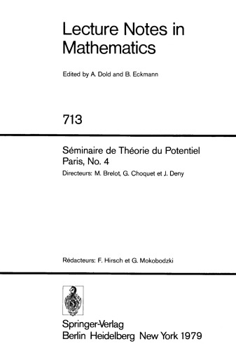 Séminaire de Théorie du Potentiel Paris, No. 4