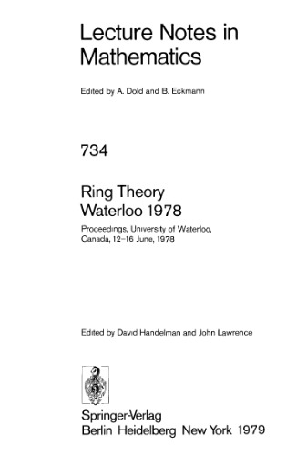 Handelman, Lawrence.Ring Theory Waterloo 1978 Proceedings University of Waterloo, Canada 12-16 June 1978