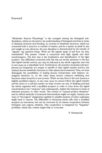 Molecular Structure and Sensory Physiology