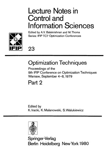 Optimization Techniques: Proceedings of the 9th IFIP Conference on Optimization Techniques Warsaw, September 4–8, 1979