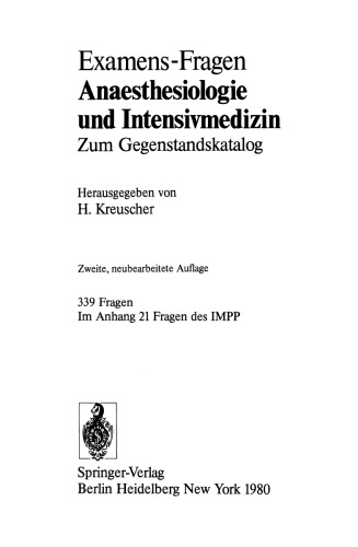 Anaesthesiologie und Intensivmedizin: Zum Gegenstandskatalog