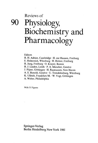 Reviews of Physiology, Biochemistry and Pharmacology, Volume 90