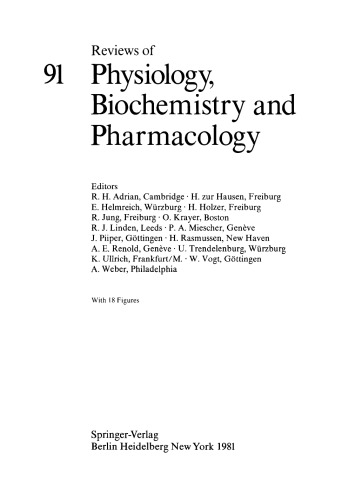 Reviews of Physiology, Biochemistry and Pharmacology, Volume 91