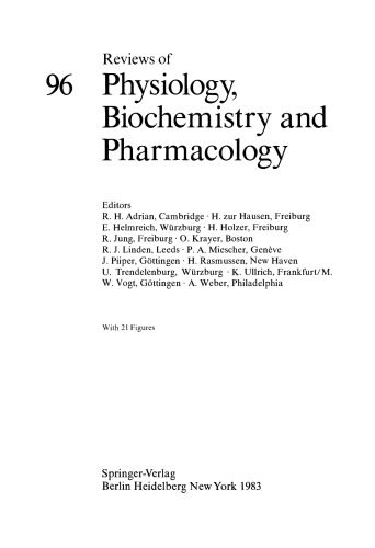 Reviews of Physiology, Biochemistry and Pharmacology, Volume 96