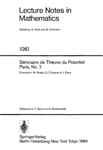 Seminaire de Theorie du Potentiel Paris No 7