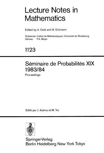 Séminaire de Probabilités XIX 1983/84: Proceedings