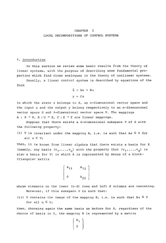 Nonlinear Control Systems: An Introduction