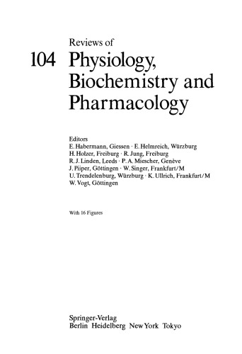 Reviews of Physiology, Biochemistry and Pharmacology, Volume 104