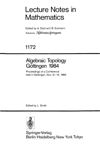 Algebraic topology: Proc. conf. Goettingen 1984