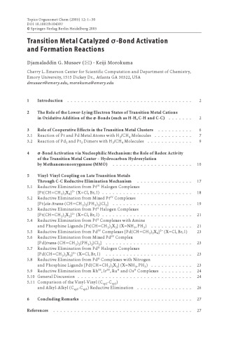 Theoretical Aspects of Transition Metal Catalysis: -/-