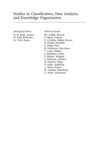 New Developments in Classification and Data Analysis: Proceedings of the Meeting of the Classification and Data Analysis Group (CLADAG) of the Italian Statistical Society, University of Bologna, September 22–24, 2003