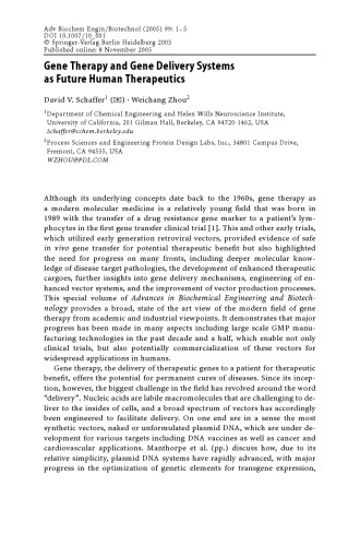Gene Therapy and Gene Delivery Systems