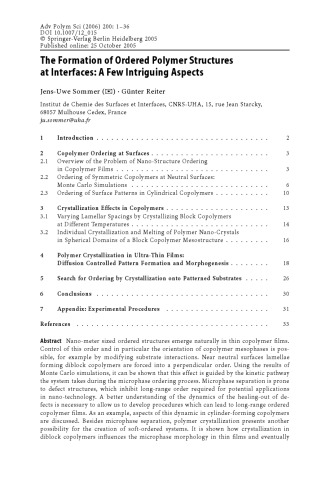 Ordered Polymeric Nanostructures at Surfaces