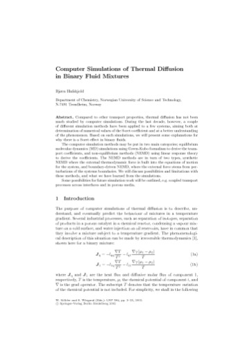 Thermal Nonequilibrium Phenomena in Fluid Mixtures (Lecture Notes in Physics, 584)