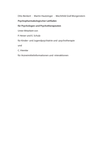 Psychopharmakologischer Leitfaden für Psychologen und Psychotherapeuten