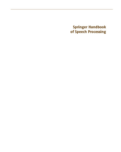 Springer Handbook of Speech Processing