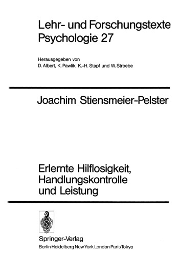 Erlernte Hilflosigkeit, Handlungskontrolle und Leistung