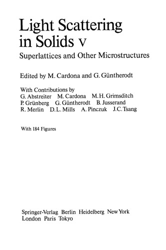 Light Scattering in Solids V: Superlattices and Other Microstructures