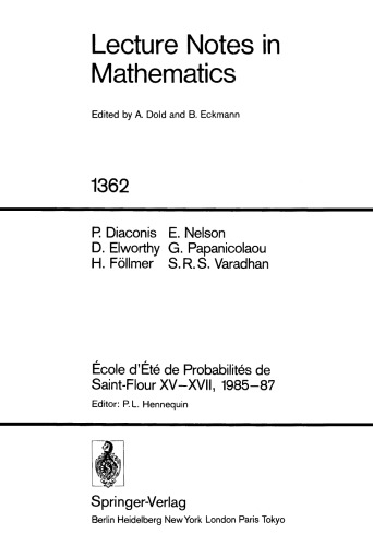 École d'Été de Probabilités de Saint-Flour XV–XVII, 1985–87