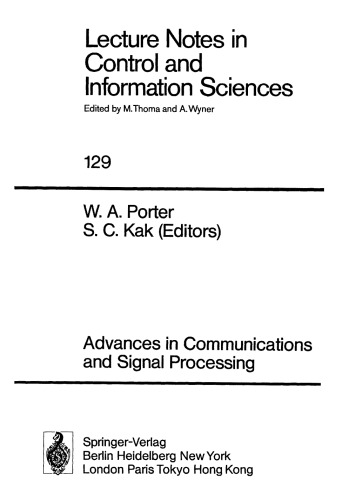 Advances in Communications and Signal Processing