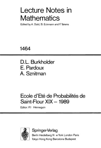Ecole d'Ete de Probabilites de Saint-Flour XIX - 1989