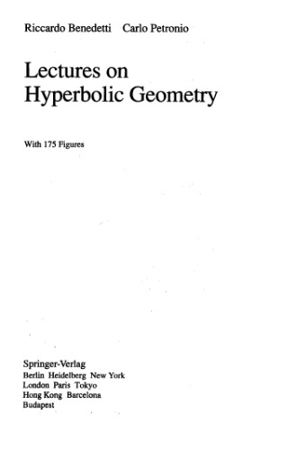 Lectures on hyperbolic geometry