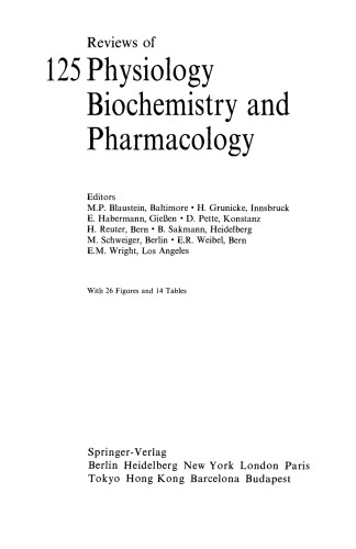 Reviews of Physiology, Biochemistry and Pharmacology, Volume 125