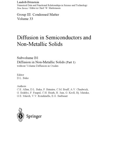 Diffusion in Non-Metallic Solids (Part 1)