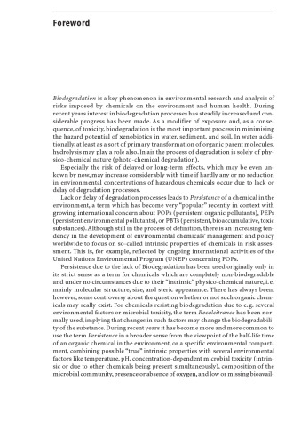 Biodegradation and Persistance