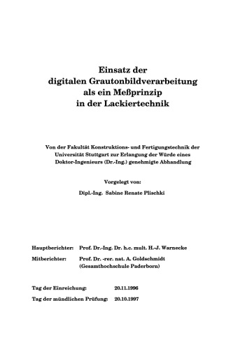 Einsatz der digitalen Grautonbildverarbeitung als ein Meßprinzip in der Lackiertechnik