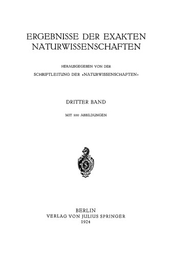 Ergebnisse der exakten naturwissenschaften