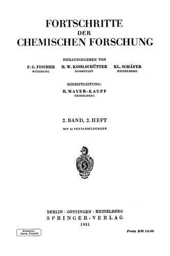 Fortschritte der Chemischen Forschung Volume 2