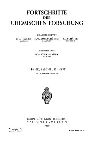 Fortschritte der Chemischen Forschung Volume 1