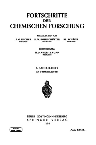 Fortschritte der Chemischen Forschung Volume 1