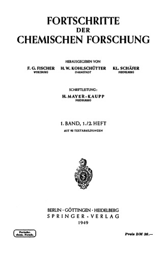 Fortschritte der Chemischen Forschung Volume 1
