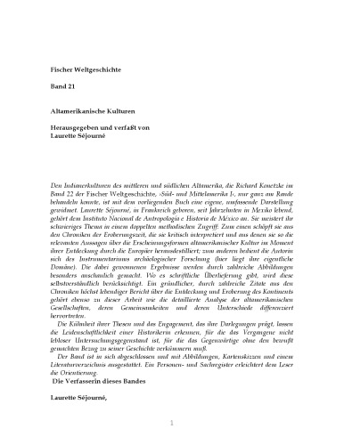 Fischer Weltgeschichte, Bd.21, Altamerikanische Kulturen