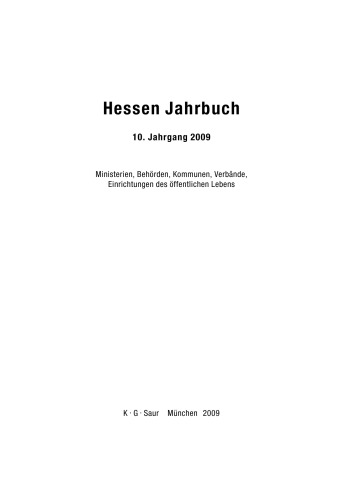 Hessen Jahrbuch: 10. Jahrgang 2009