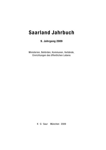 Saarland Jahrbuch: 9. Jahrgang 2009