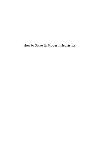 How to Solve It: Modern Heuristics