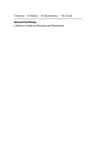 Rational Phytotherapy: A Reference Guide for Physicians and Pharmacists
