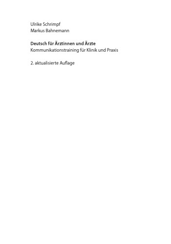 Deutsch für Ärztinnen und Ärzte Buch