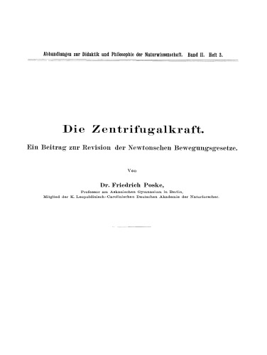 Die Zentrifugalkraft: Ein Beitrag zur Revision der Newtonschen Bewegungsgesetze
