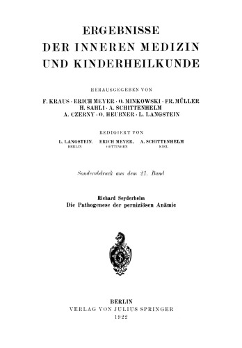 Die Pathogenese der perniziösen Anämie