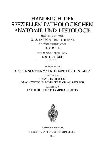 Lymphknoten Diagnostik in Schnitt und Ausstrich: Cytologie und Lymphadenitis