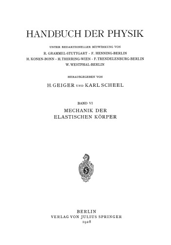 Mechanik der Elastischen Körper
