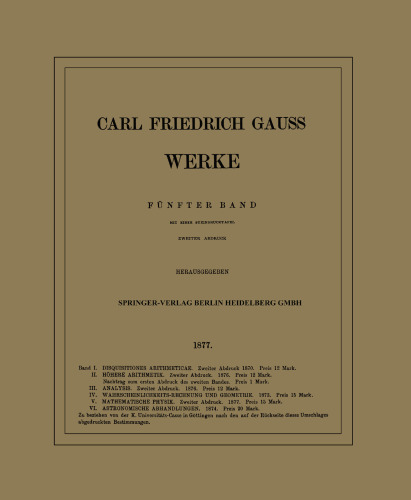 Werke: Fünfter Band