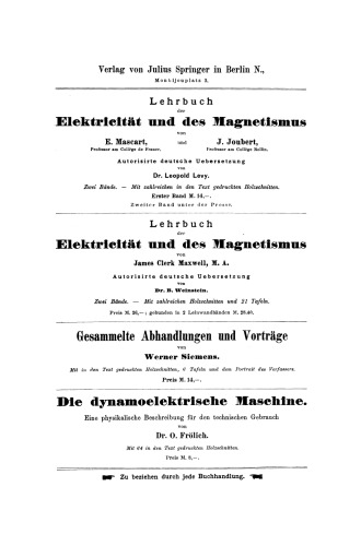 Handbuch der Elektricität und des Magnetismus
